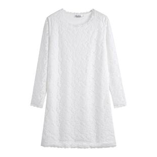 加绒加厚气质蕾丝连衣裙百搭打底裙秋冬新款中长款长袖保暖打底衫