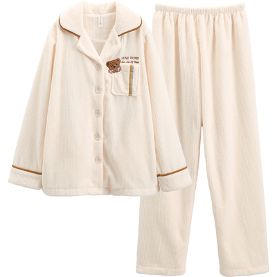 芬腾珊瑚绒情侣睡衣秋冬男女套装