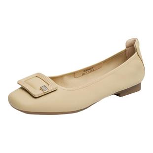 红蜻蜓单鞋女真皮超软小羊皮女鞋皮鞋蛋卷鞋软底妈妈鞋平底鞋船鞋