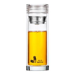 高档商务水晶直杯泡茶过滤水杯双层真空玻璃杯微保温防烫耐热居家