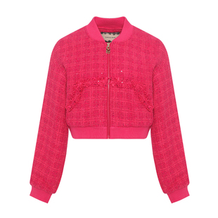 【棉】GEGINA吉吉娜新款女士桃红色短款外套长袖百搭夹克外套