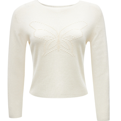 VeroModa立体蝴蝶结勾花针织衫