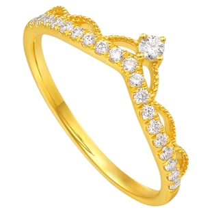 潮宏基非遗花丝千金黄金钻石戒指足金指环5G小公主时尚镶嵌点钻女