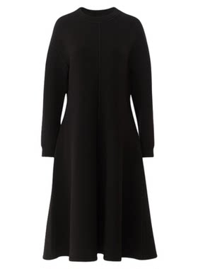 AUM噢姆立体裁剪黑色收腰A字小礼服裙连衣裙女装