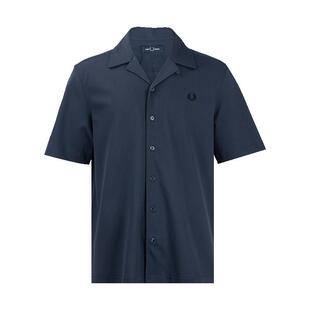 七夕礼物FRED PERRY男麦穗logo全棉短袖衬衫男士XY