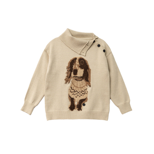 不等式 美式卡通小狗高领羊绒衫女长袖宽松慵懒风针织打底衫