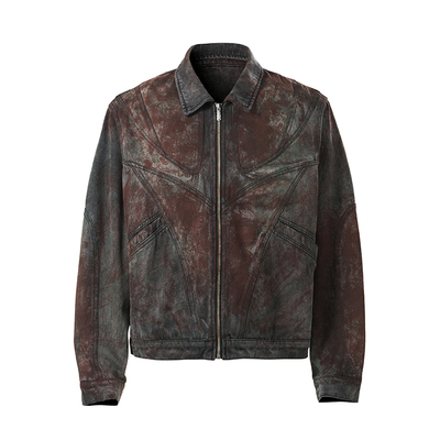 CATSSTAC 鹿角铁锈红牛仔外套男小众设计水洗做旧高级感短款夹克