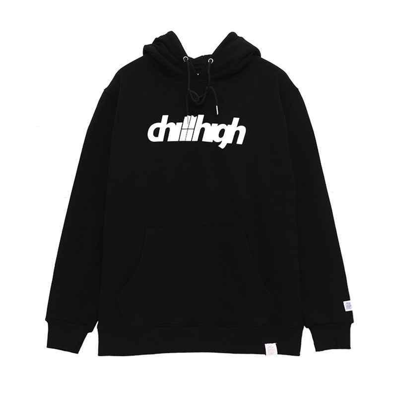 ChillHigh 黄俊捷同款 经典款潮牌加绒连帽套头卫衣男女宽松帽衫