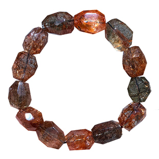 天然顺发云母黑金超随形单圈手链共生双轮骨干手串饰品情侣款男女