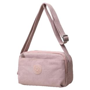 新款多层女士斜挎包休闲百搭多口袋便携尼龙布防泼水帆布轻便小包