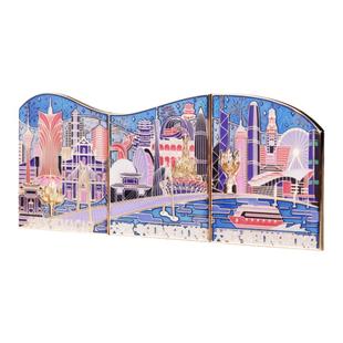 粤港澳大湾区仿珐琅金属磁吸可拼接冰箱贴香港旅游纪念伴手礼文创