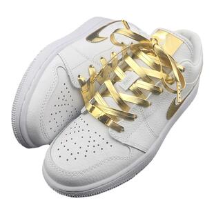 吻婷人鞋带适用AJ1Mid液态金AF1金银色PU男女白金小黑金篮球板鞋