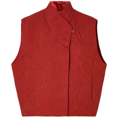 秸熙轻国风绣花廓型棉服马夹