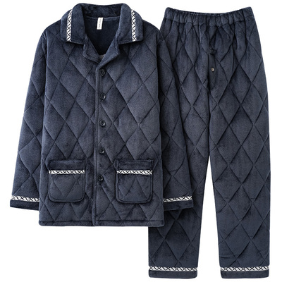 俞兆林男士珊瑚绒夹棉睡衣家居服