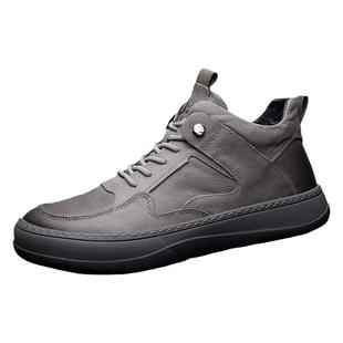 男鞋冬季加绒保暖真皮休闲皮鞋男士百搭棉鞋擦色芒果鞋歪头小丑鞋