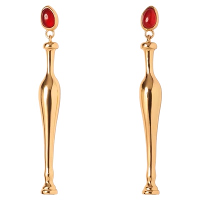 Wens立体细颈瓶镶红玛瑙耳环女