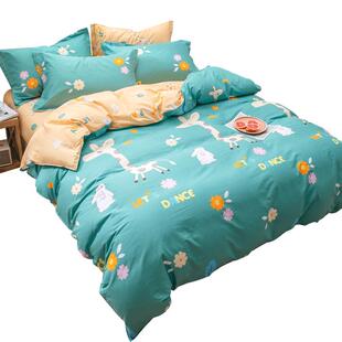 春秋季卡通纯棉四件套100全棉被套床单人宿舍三件套床笠床上用品4