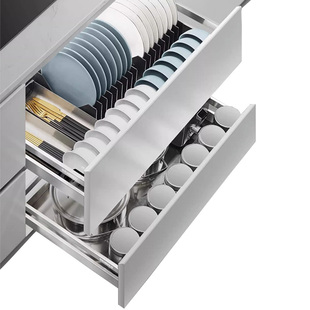 悍高厨房拉篮 橱柜双层碗碟篮抽屉式304不锈钢调味篮L系列锅具篮