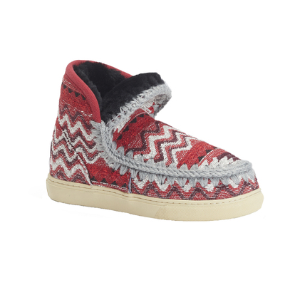 mou不对称花纹羊皮毛一体雪地靴