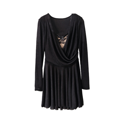 幽夜幻灵V领长袖收腰内搭短裙