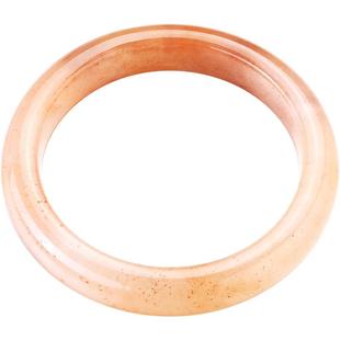 梦金园天然桃花酿金丝玉手镯飘花少女粉色玉镯子女款送女生日礼物