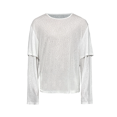 JCAESAR LONG SLEEVES 假两件竹节纹长袖 拼接设计 宽松船领多色