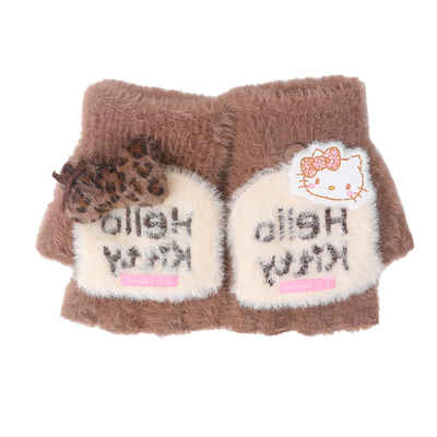 HelloKitty猫手套女冬季保暖半指