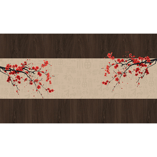 宋代美学桌垫圆形餐桌防水防油桌布家用仿木纹餐桌保护垫可定制