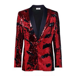 dj外套夜店西服晚会演出服男歌手舞台表演亮片西装帅气主持人礼服