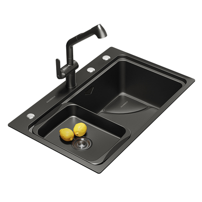 悍高厨房纳米石纹水槽单槽304不锈钢洗菜盆洗碗盆台上台下大单盆