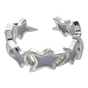 蓝色星星戒指女开口可调节小众设计情侣对戒ins高级感食指戒指环