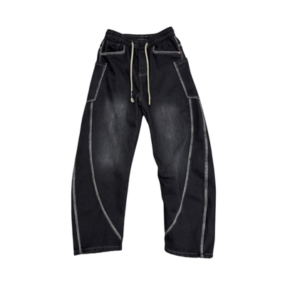 霸星潮长裤牛仔裤春秋渐变弯刀裤