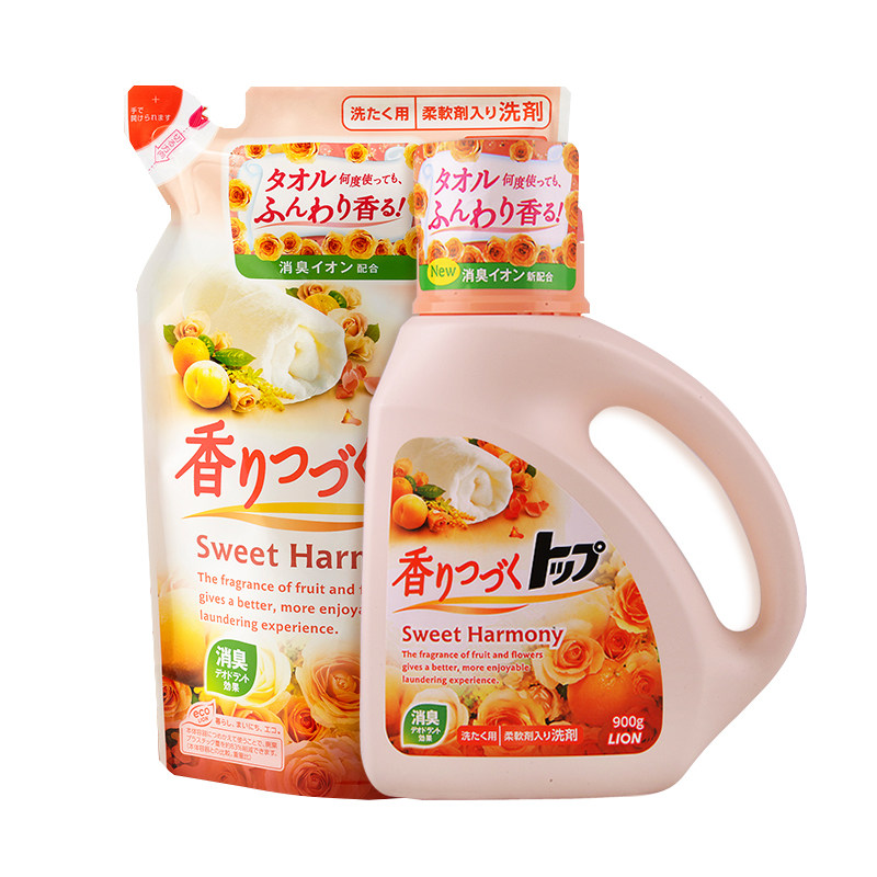 日本进口洗衣液狮王持久香氛柔顺抑菌去汗渍花果香家用促销组合装