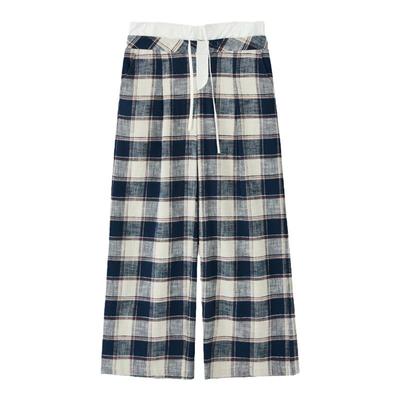 SMIIILE格子低腰双腰头休闲长裤