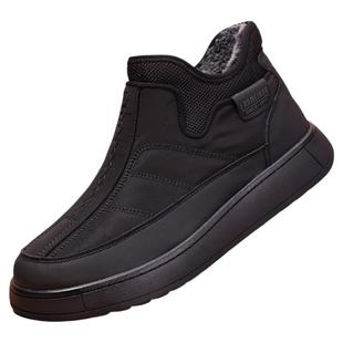 老美华男士一脚蹬二棉鞋冬季加绒加厚保暖爸爸布鞋防水运动健步鞋