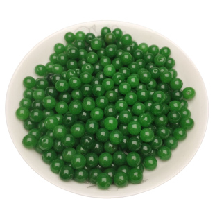 天然翠绿色 马来玉散珠石英岩玉珠子 翡翠色冰种A级饰品玉石圆珠