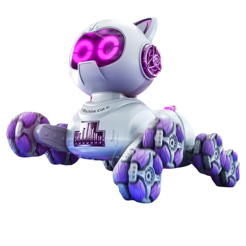 2026新款智能遥控机器猫遥控车玩具八轮特技黑科技男女孩生日礼物