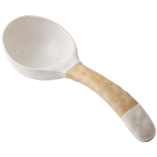悠瓷 复古粗陶长柄大勺子家用大号盛汤勺子陶瓷加厚饭勺盛粥调羹