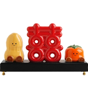 好柿发生创意喜字摆件家居客厅装饰新婚礼物送新娘有意义轻奢高档