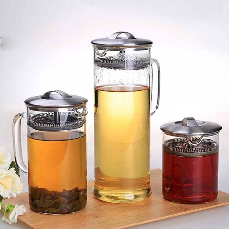 大容量高硼硅玻璃冷不锈钢盖水壶冷饮茶具凉水壶果汁壶家用柠檬