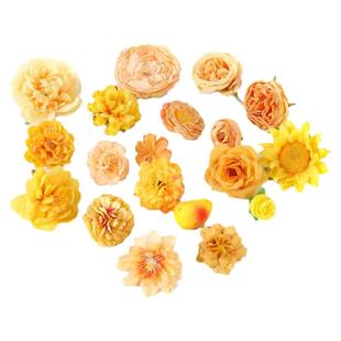 橘色系仿真花头 diy手工材料假花绢花婚庆簪花草帽花装饰胸花配件