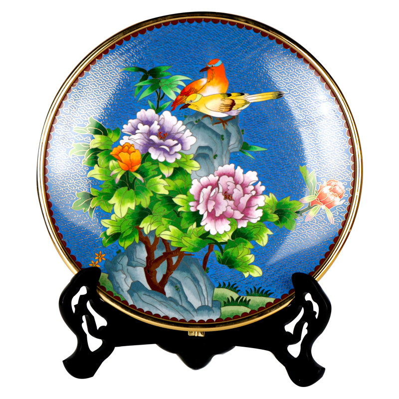 钰珐琅 景泰蓝赏盘12寸花盘摆景泰蓝