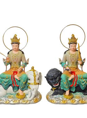 文殊普贤菩萨树脂佛像供奉摆件