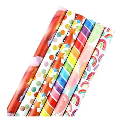 粉色礼物包装纸彩虹打包书皮纸