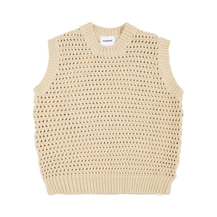 NORYBRAND 渔网设计圆领手工织马甲上衣 无袖毛衣针织衫Cleanfit