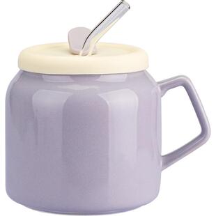 摩登主妇大容量家用喝水杯高颜值办公室陶瓷马克杯女带盖吸管杯子