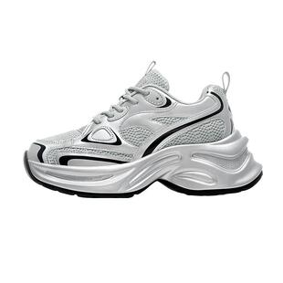 回力厚底银色老爹鞋女春季新款增高女鞋网面透气小个子鞋子运动鞋