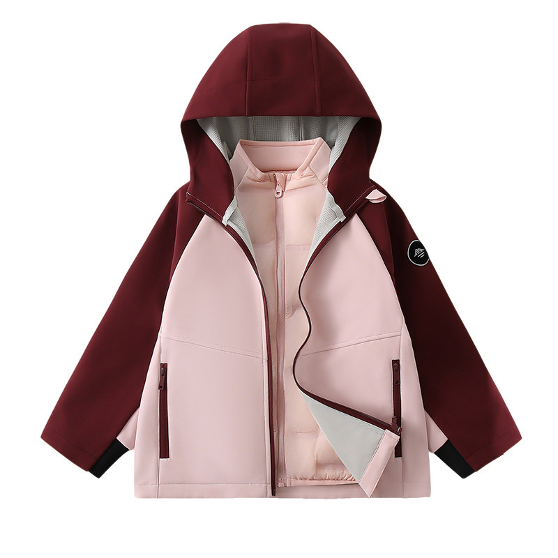 巴布豆女童外套保暖羽绒服两件套