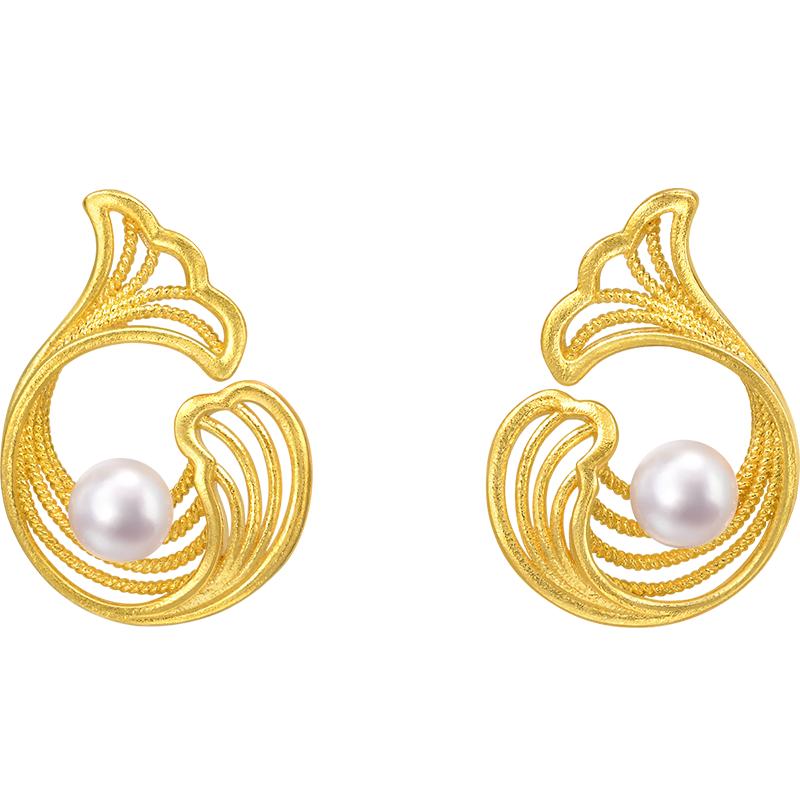 周生生黄金微糖系列珍珠大海之宝耳钉95140E定价