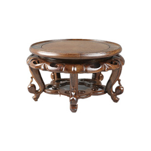 鸡翅木圆形凳子花瓶瓷器盆景鱼缸玉石摆件花架佛像古典底座木托